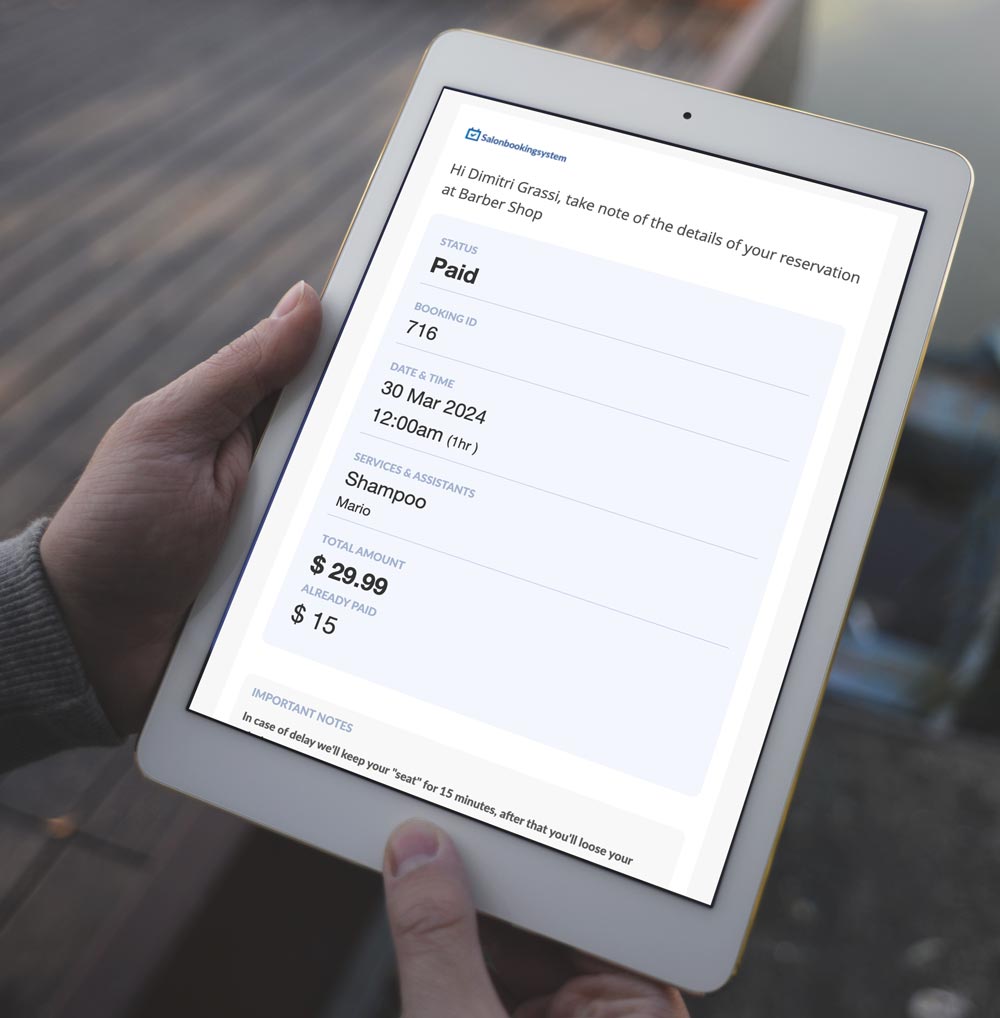 Booking Email notification