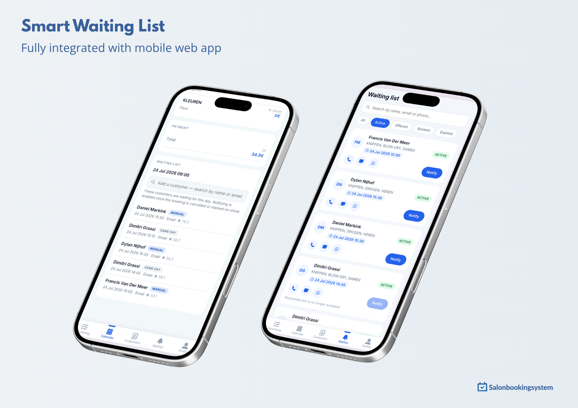 Smart Waitlist in the mobile app